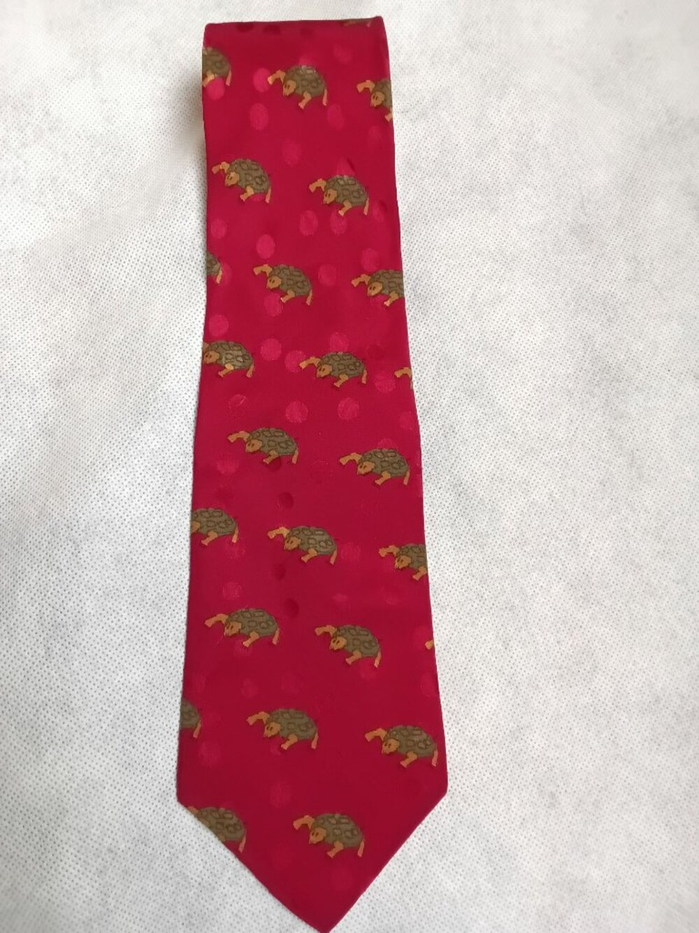 J Garcia Silk Tie Men's Vintage Tortoise Print Made USA Necktie Red